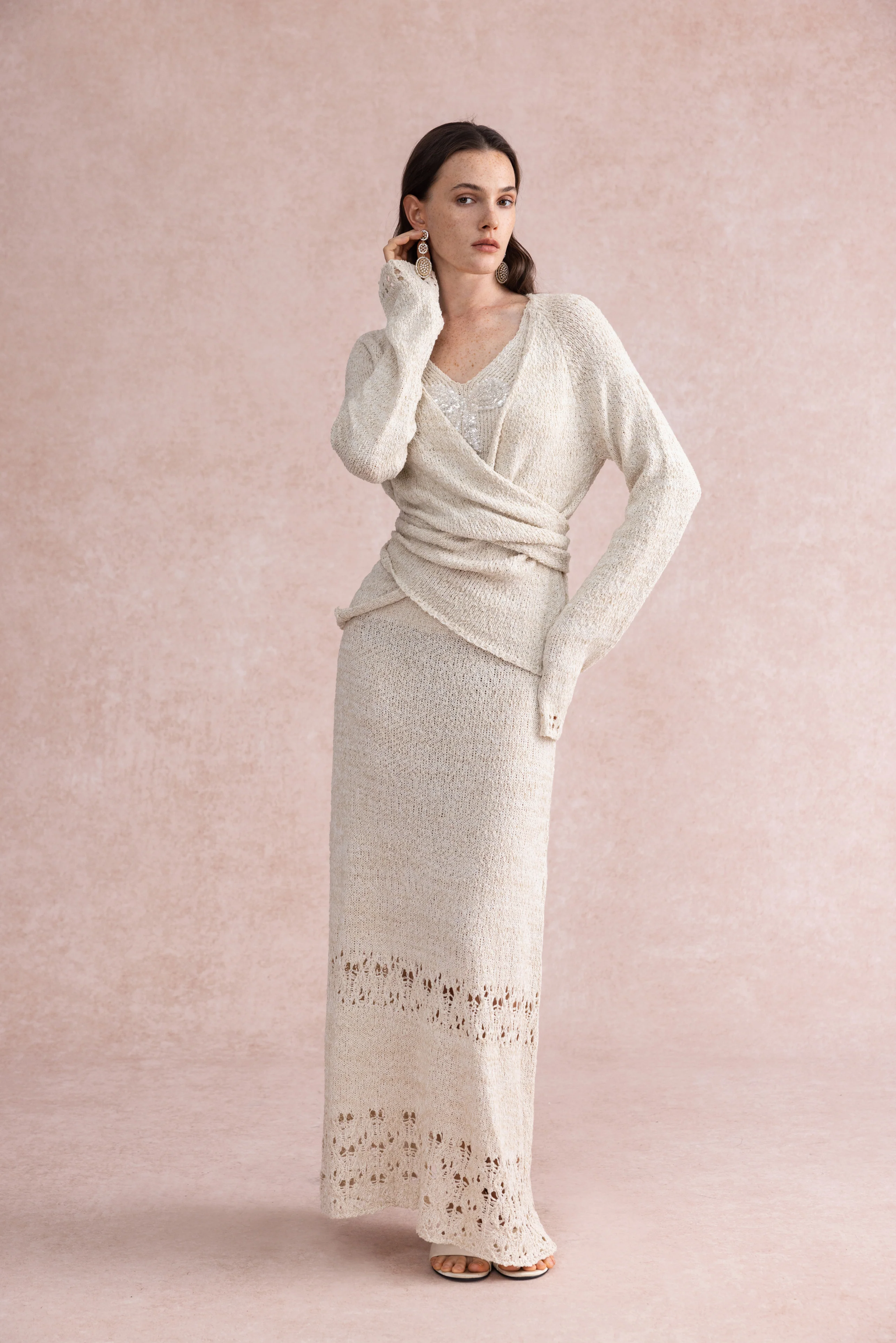 Sequin bow tank & cardigan