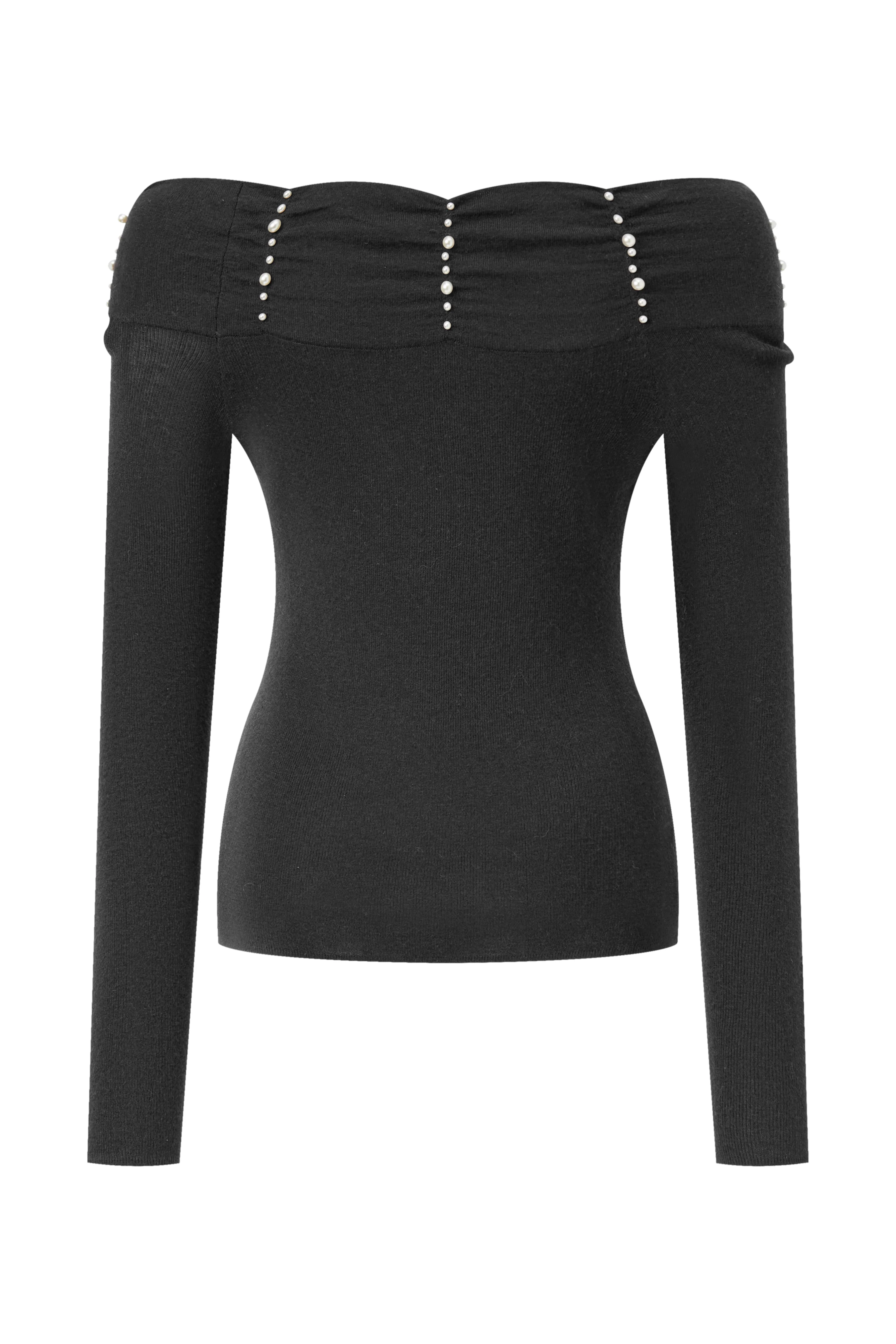 Off shoulder pearl sweater