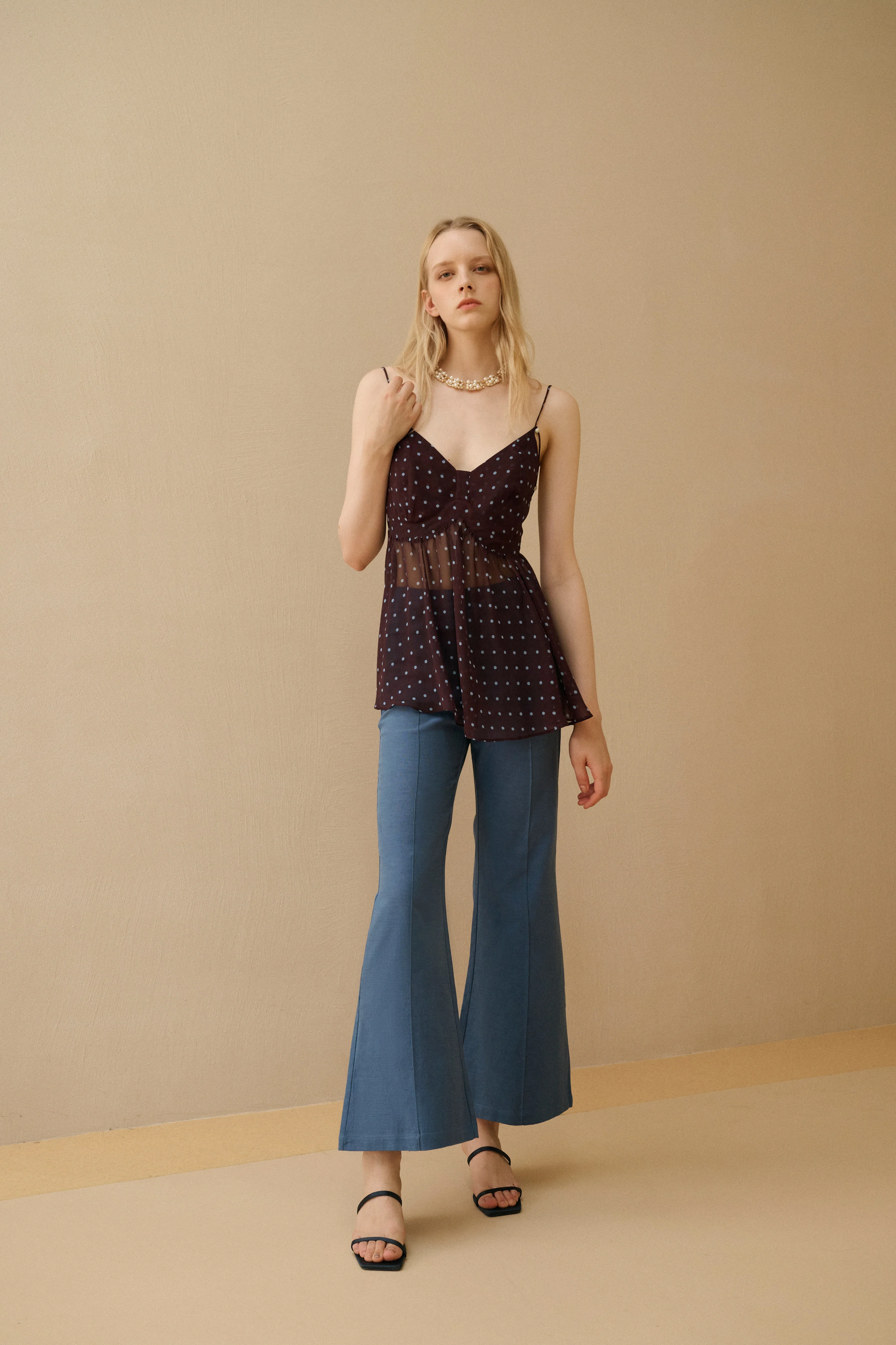 Mid-rise flared pants