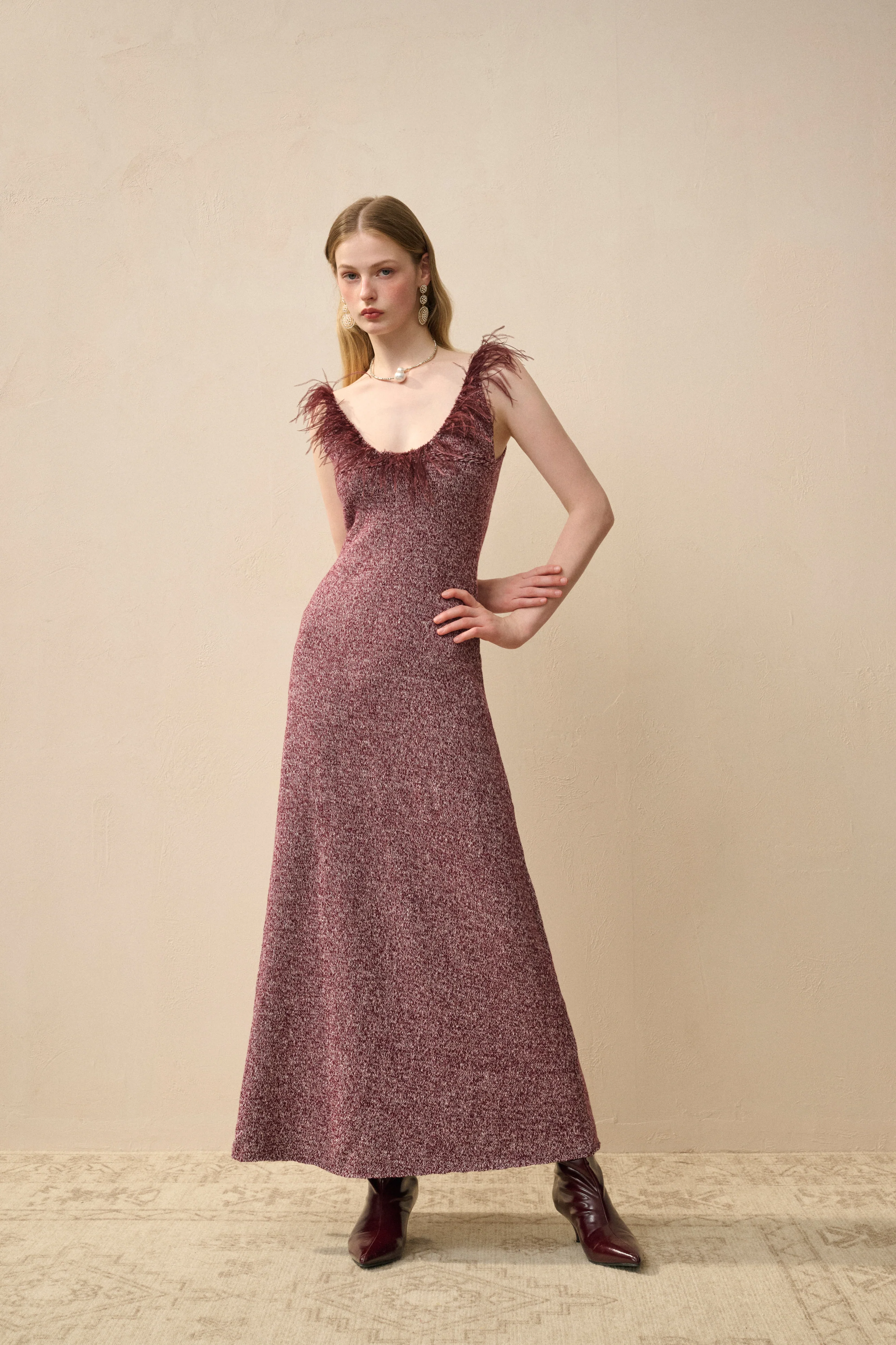 Scoop neck cotton wool dress